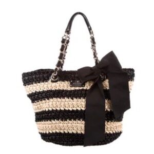 Kate Spade ♠️ Raffia Tote with Chain Detail Straps